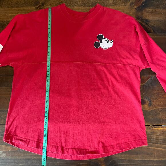 Disney Spirit Jersey Adult Large Red Mickey Mouse Graphic Long Sleeve Spell Out - Picture 8 of 9